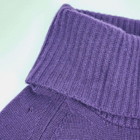 Theory Beata 100% Cashmere Sweater Size Small Purple Cowlneck 3/4 Sleeve Chunky - Picture 2 of 9